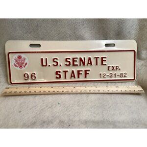 U.S. Senate Staff License Plate 1982 Expiration Date